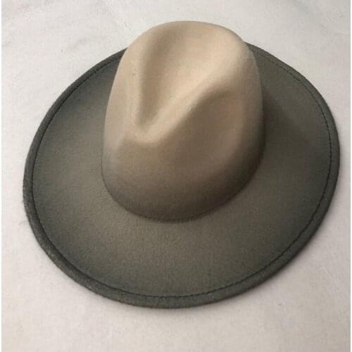 Fedoras hat Unisex Wide Brim Gradient color designed luxury vintage artificial jazz cap Black Derby panama church Men winter hat