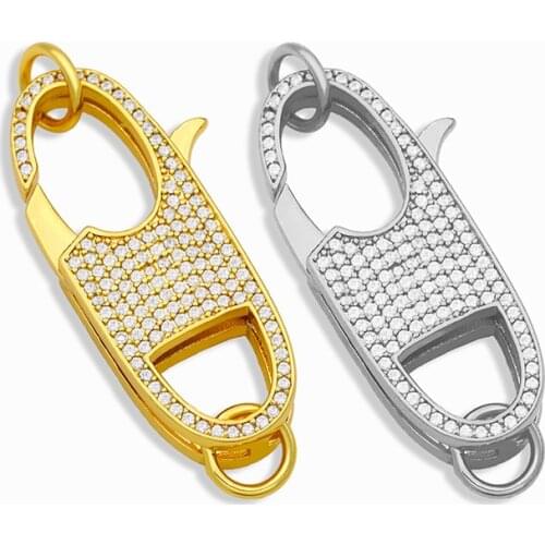 OCESRIO High Quality Brass CZ Jewelry Connectors Bracelet Connector Gold Plated Locks for Jewelry Making Wholesale cspa108