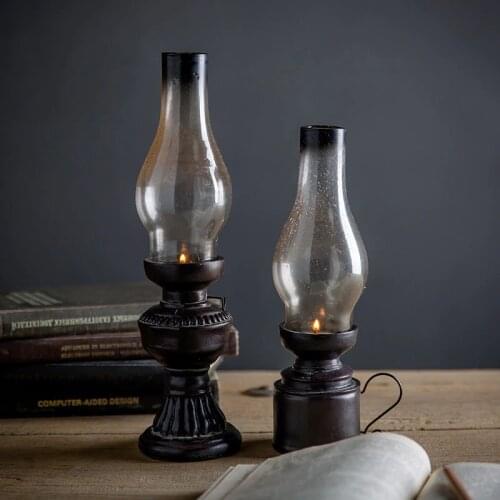 European Style Glass Iron Lantern Candle Kerosene Lamp Candlestick Home Furnishing Decoration Creative Candle Holders Sconce