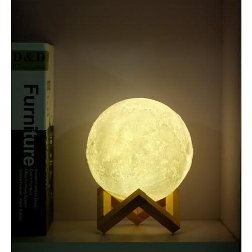 Rechargeable USB LED Night Light Moon Lamp 3D Print Moonlight Touch 3 Colors Change Touch Switch For Baby Kids Children gifts