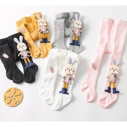 Spring Autumn Knitted Children Pantyhose Cotton Double Needle Tights for Girls Cute Animal Baby Girl Winter Clothes