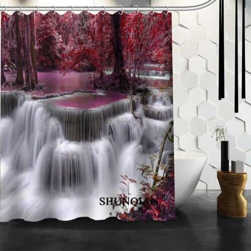 Custom Waterfall Shower Curtain 12 Hooks For The Bathroom High Quality Polyester Fabric Bath Curtain 3D Printing