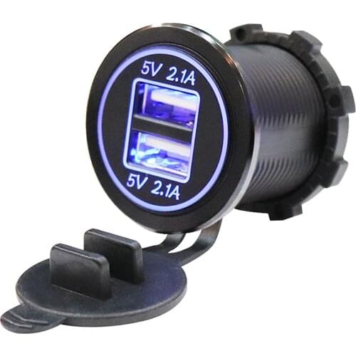 12-24V USB Cigarette Lighter Charger for Motorcycle Auto Truck ATV Boat LED Car 4.2A Dual USB Charger Power Adapter Outlet Power