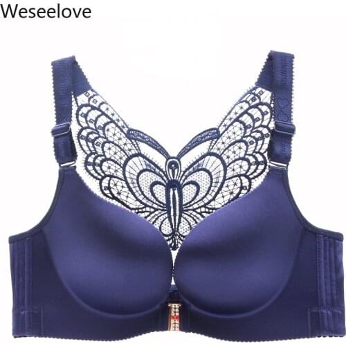 2020 New Push Up Bra Summer Bra Sexy Front Buckle Butterf Bow Women Lace Bra Plus Size 52E Cup Adjustable Ingerie Feminina A01-2