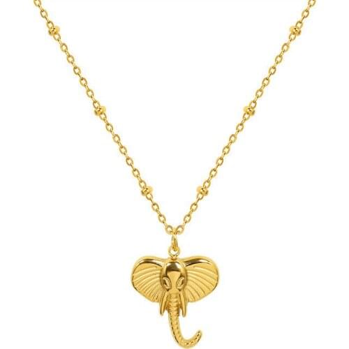 POTCET Korea 2021 Fashion Trend New Womens Stainless Steel Elephant Necklace Pendant Geometric Trend Retro Jewelry Free Shipping