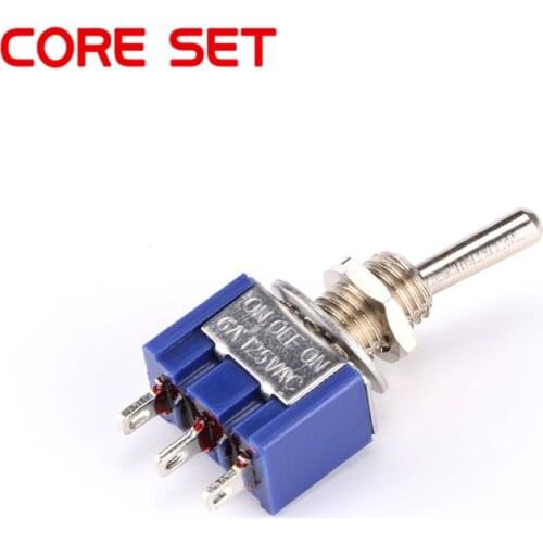 10pcs/Lot Mini Toggle Switches MTS-103 3-Pin 3 Position SPDT Rocker Switch ON-OFF-ON AC 125V/6A New High Quality