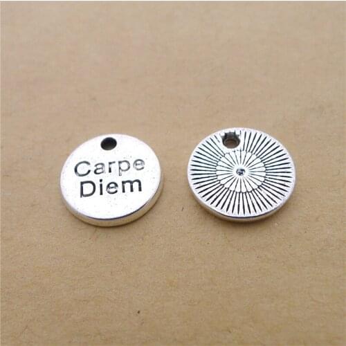 120Pcs/lot Letter Carpe Diem Charms 12x12MM Cute Letter Charms Jewelry Accessories