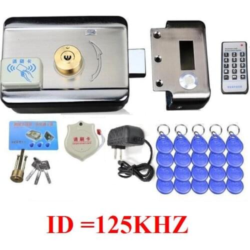 15pc tags Door & gate lock Access Control system Electronic integrated RFID Door Rim lock w/ 1000 users RFID reader for intercom