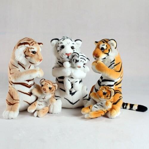 2Pcs/Lot Mother and Baby Tiger Plush Doll Mother and Child Tiger Stuffed Plush Toy Simulation Lifelike Tiger Real Life Plush