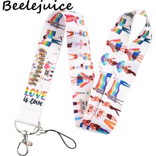 24pcs Homosexuality Love Lanyard Badge ID Mobile Phone Rope Key Lanyard Neck Straps Accessories webbings ribbons Decorations