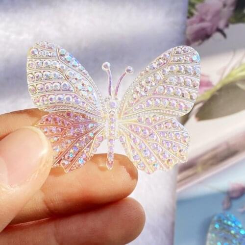 6pcs Cute Beautiful AB Color Butterfly Flatback Resin Art Decoration Charm DIY Scrapbooking Embellishment Accessories H420