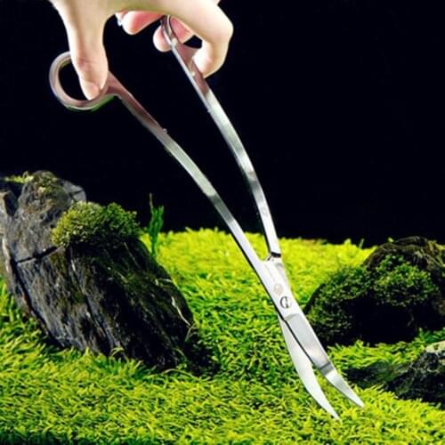 Aquarium Fish Tank 25cm Scissor Aquatic Plant Cleaning Tools Tongs Scissor Stainless Big Water grass shears Steel Wave Scissor