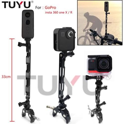 Aluminum Alloy Motorcycle Bike Ride Shooting Hidden Selfie Portable car holderStick For insta360 One R X Gopro Max Accessories