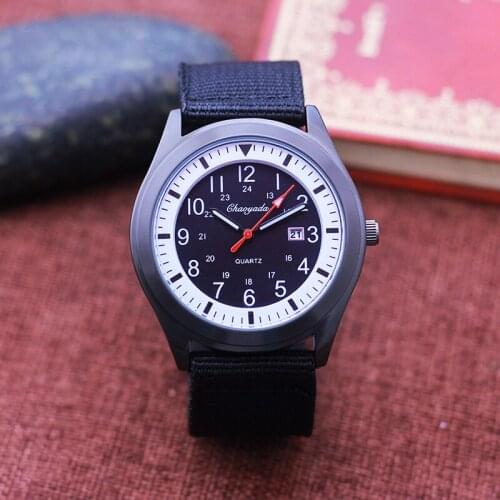 Famous brand chaoyada high quality date waterproof men boys quartz wristwatch canvas strap multi-function fashion sports watches