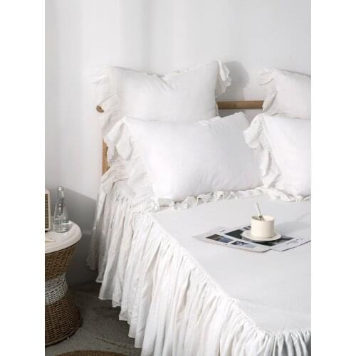 2pcs New White Lace Ruffle Pillow Case European Style Elegant 100% Cotton Pillowcase Luxury Home Bedding Pillow Cover No Filler