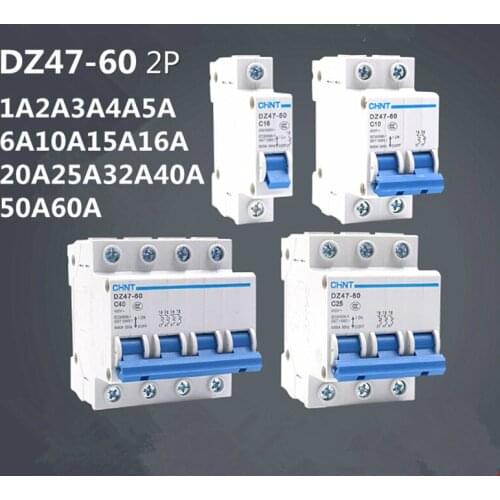Chnt miniature circuit breaker DZ47-60 C2P1A2A3A4A5A6A10A16A20A25A32A40A50A60A 400V household air switch protection switch