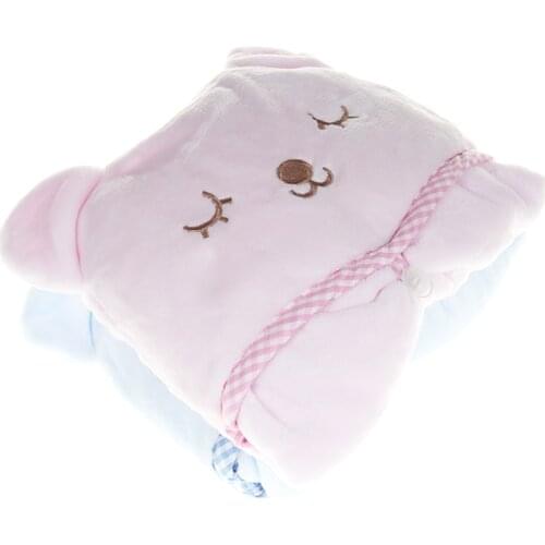 Baby Blankets 70X100cm Plush Gift For Newborn Baby Soft Warm Coral Fleece Animal Toy Head Blue Bear Pink BearBedding And Swad