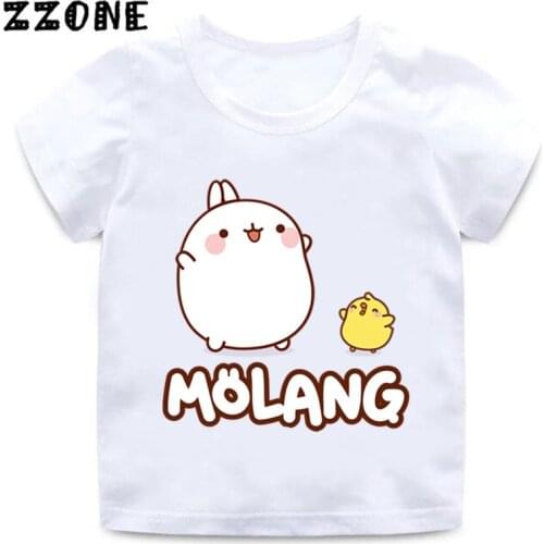 Boys and Girls Cartoon Molang and Piupiu Print T shirt Kids Cute Rabbit Molang Bunny Funny Clothes Baby Summer T-shirt