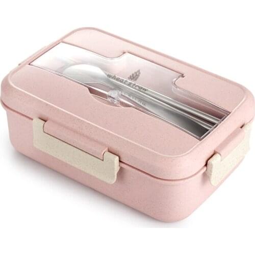 Microwave Lunch Box Wheat Straw Dinnerware Food Storage Container Children Kids School Office Portable Bento Box
