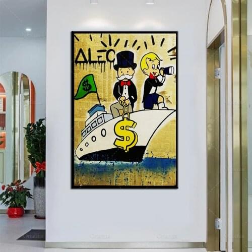 Alec Monopoly"Yacht Party with Rich and Monops"Canvas Prints Pictures Modular Paintings Living Room Poster Wall Home Decoration