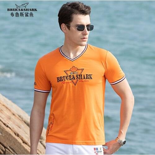 Bruce &Shark Trend Summer 2021 Mens Loose T shirt polo Tees Mercerized Cotton Top quality Nice Design Size S To 4XL Men T-shirt