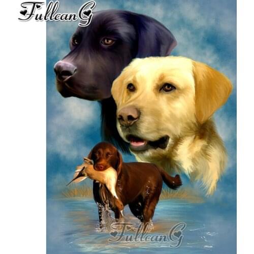 FULLCANG diy labrador dog diamond painting bird animal 5d mozaika handmade embroidery kit full square/round drill decor FC619
