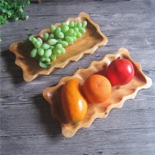 Natural Living Solid Lace Rectangle Wood Tray Dish Cheese Sushi Snack Fruit Buffet Plates Children Tableware Decor Side Plate