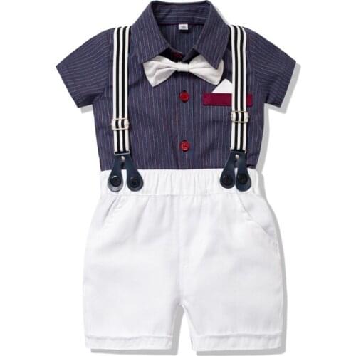Formal Clothes Striped Romper Shorts Suit for a Boy Clothes 2021 Summer Jumpsuit Little Boys Party Outfits Wedding Dress