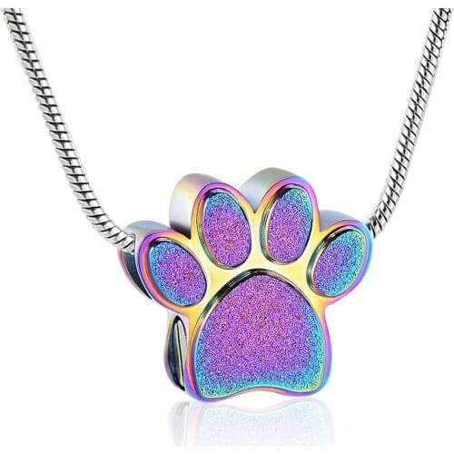 Stainless Steel Ashes Pet Dog/Cat Rose Gold Paw Print Cremation Urn Necklace Memorial Pendant