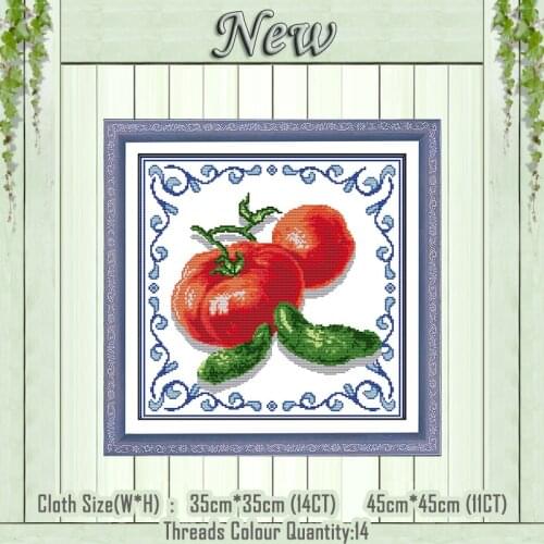Tomato fruits decor painting counted printed on the canvas DMC 11CT 14CT kits DIY chinese Cross Stitch embroidery needlework Set