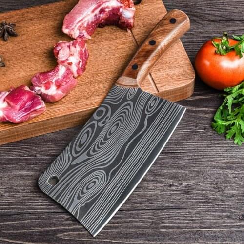 Professional Cleaver Chefs knife Big Bone Cutter Knives Sharp Heavy Duty Cleaver Laser Damascus Chopping Cooking Tools