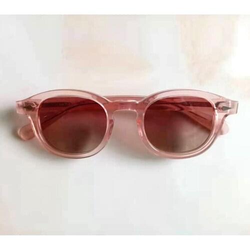 Sunglasses Woman Johnny Depp Polarized Sun Glasses Pink Lens Brand Designer Vintage Acetate Glasses Frame Female Driver Shade