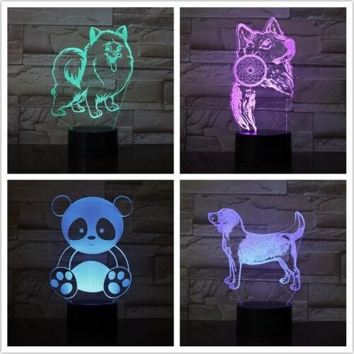 3D Animal Desgin Led Light Led Kids LED Night Light Holiday Lights Lamp Child Kids Baby Birth Gift 7 Color Changing Desk Lamp