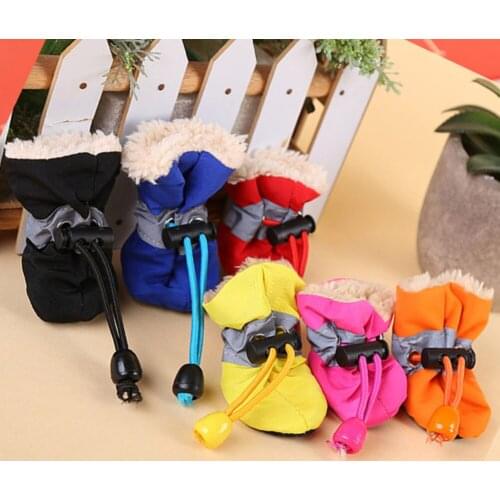 TINGHAO 4Pcs Footwear Thick Dog Socks Waterproof Anti-slip Winter Warm Rain Boots Puppy Sneakers Protective Pet Shoes Pet Supply