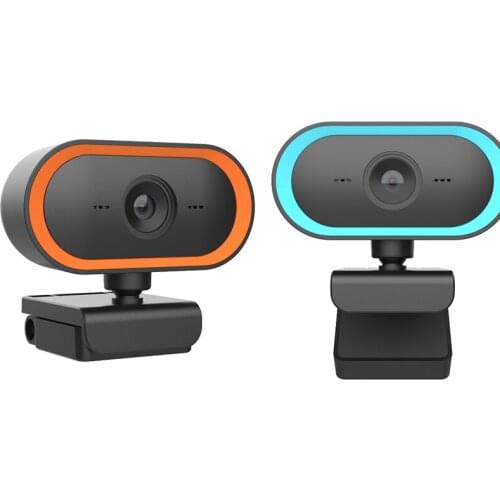 2K Webcam With Ring Light Microphone USB Computer Camera, Plug And Play For Streaming Media/Video Conference