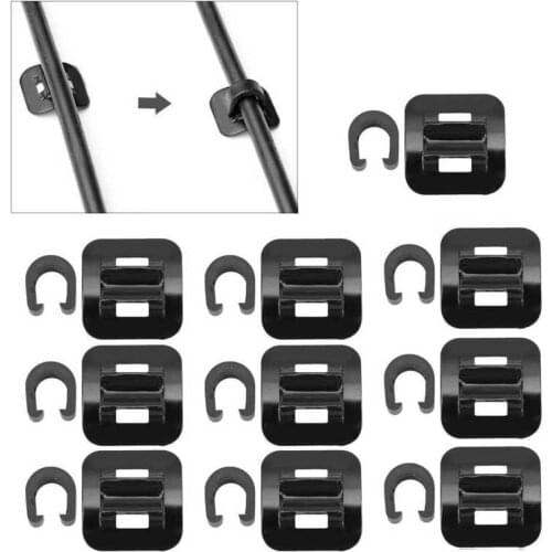 10Set Bicycle Folding Brake Cable Buckle Road Bike Line Guide Tubing Fixed Clamp C Shape Cord Holder Aluminum Alloy Base