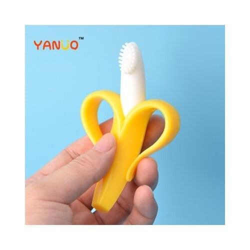 YANUO Banana Baby Toothbrushes Safe Food Grade Silicone Toothbrushes Toothbrushes for Kids Toothbrushes for Teeth Gift Chew Toys