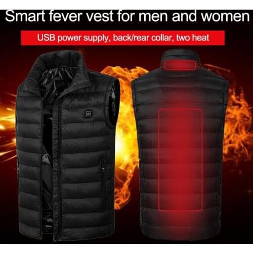 USB Charging Waistcoat Zipper Power Bank 5V/2A Winter Heated Vest Smart Infrared Thermal Windproof Clothes For Men Heated Jacket
