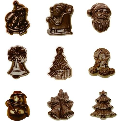 3D Christmas Santa Claus shape Polycarbonate Chocolate Mold DIY baking confectionery tools Sweet Candy Pudding Jelly Mould
