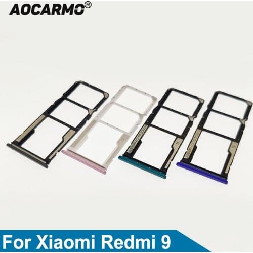 Aocarmo For XiaoMi Redmi 9 Metal Plastic Nano Sim Card Tray MicroSD Slot Holder Replacement Part