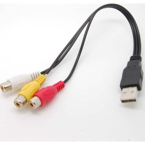 Free shippingUSB 2.0 male to 3 RCA 3rca RGB Female Video Converter Cable HDTV TV Free shippingnew