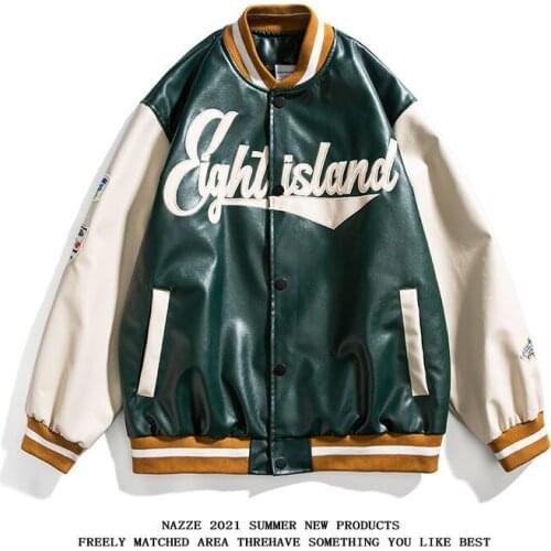 The U.S.A.Bomber Baseball Leather Jackets Female Men Jacket Women Clothing 2021 Harajuku Plus Size Streetwear Outerwear Goth