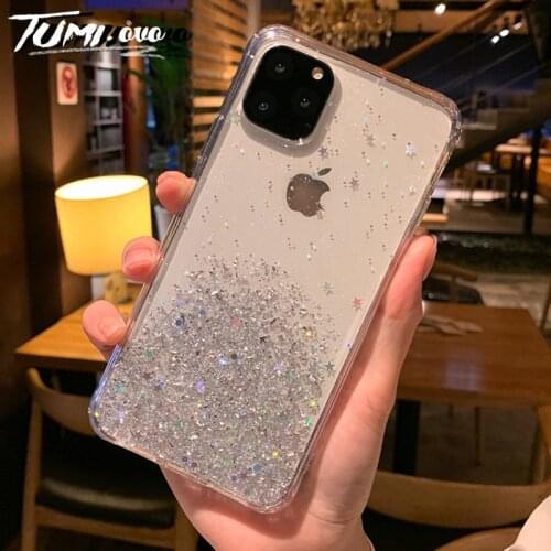 Bling Glitter Star Silicone Case For iPhone 8 7 6 6S Plus SE 2020 Shining Sequin Clear Back Cover For iPhone X XS XR 11 Pro Max