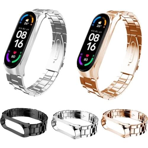 Smart Watch Bracelet For Xiaomi Mi Band 6 5 Watchbands Stainless Steel Bracelet For Miband 5 6 4 3 Metal Wrist Strap Accessorios