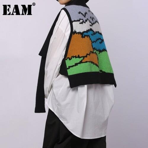 [EAM] Women Knitting Asymmetrical Bandage Keep Warm Scarf PashminaNew Long Personality Fashion Tide Spring Autumn 2021 1D190