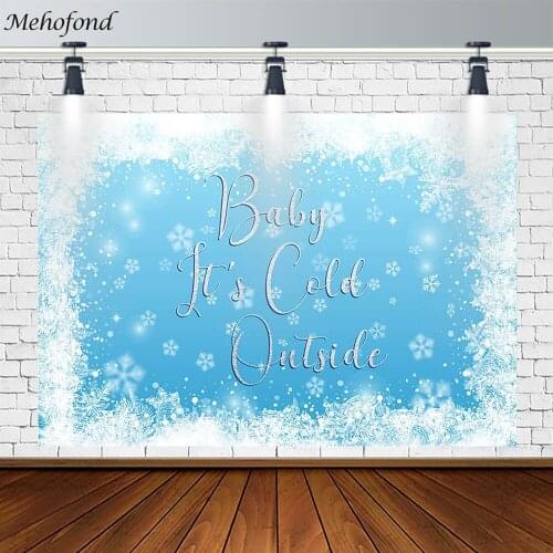Mehofond Baby Shower Backdrop Baby Cold Outside Snowflake Decor Photography Background Prop Photo Studio Banner Photozone