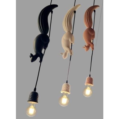 Nordic Creative Animal Squirrel Resin Modern Pendant Light Restaurant Bedroom Childrens Room Gift Decorative Lamp Hanging Lamps