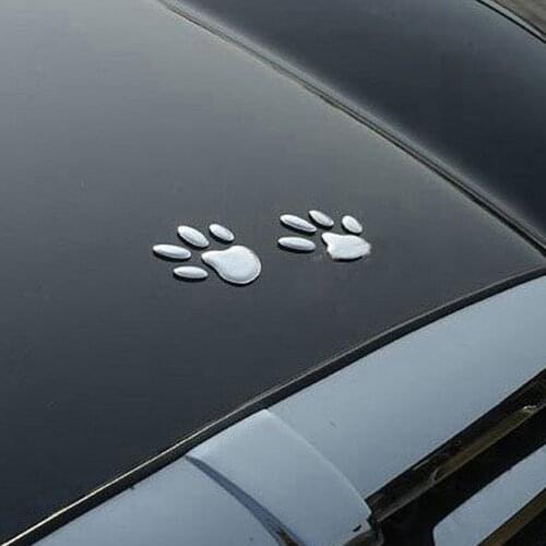 Car Sticker Cool Design Paw 3D Animal Dog Cat Bear Foot Prints Footprint Decal Car Stickers Silver Car Styling Accessories