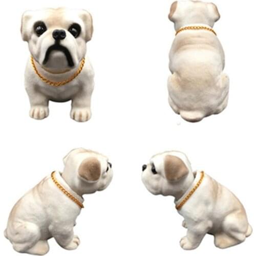 Car Dashboard Bulldog Doll Auto Shaking Head Dog Toy Car Ornament Nodding Dog Car Accessories Bobblehead Dog Interior Decoration