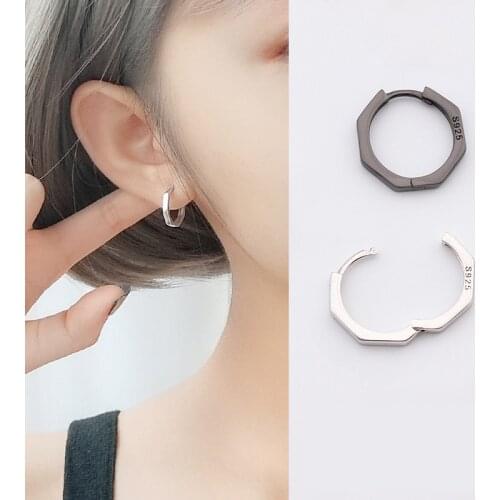 LByzHan Minimalist Geometric Hoop Earrings for Women Authentic 925 Sterling Silver Small Simple Ear Hoops Fine Jewelry